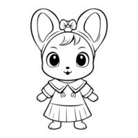 Clean line rabbit icon for coloring. vector