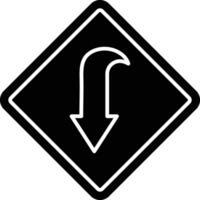 Curved Down Glyph Icon Design vector