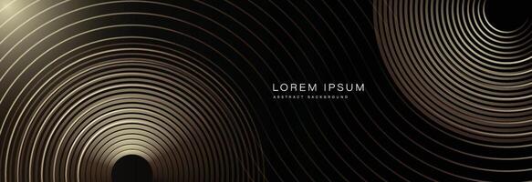 Abstract black and gold background with two circles. Suitable for banner, cover, poster, website, presentation, brochure, flyer, header vector
