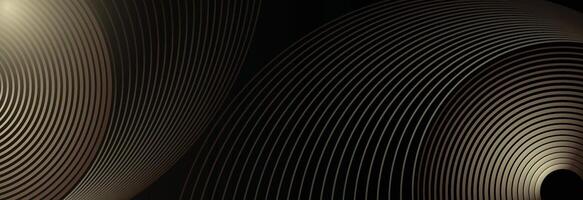 Abstract black and gold background with two circles. Suitable for banner, cover, poster, website, presentation, brochure, flyer, header vector