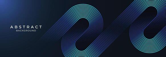 Abstract dark blue background with glowing geometric lines. Modern shiny blue diagonal rounded lines pattern. Suitable for banner, cover, poster, website, presentation, brochure, flyer, header vector