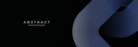 black abstract background with glowing geometric lines. Modern shiny blue rounded square lines pattern. Suitable for banner, cover, poster, website, presentation, brochure, flyer, header vector