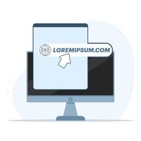 Concept of link button, website name, URL or address on your device screen, navigation bar. address and navigation bar, browser app icon, www http online search, modern elements, infographics. vector
