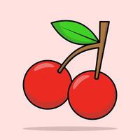 Cherry Fruit Concept, sweet food concept, Delicious Healthy Organic Food Concept Flat Food Table, Fresh fruit illustration, Cute cute cherry fruit character, Flat Cartoon on background. vector