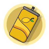 Concept of Lemon or Orange Juice Drink with Soda. drinks with artificial sweeteners. Cute Soda Can Collection. Modern color soft drink. Food Nature Icon. Cartoon Icon Illustration. vector
