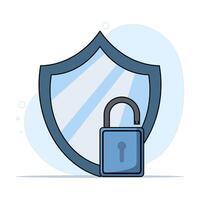 Data Protection Concept, active lock security, Data Security. vector