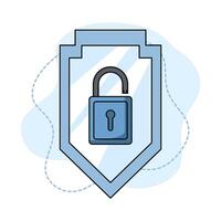 Data Protection Concept, active lock security, Data Security. vector