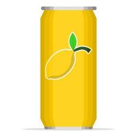 Concept of Lemon or Orange Juice Drink with Soda. drinks with artificial sweeteners. Cute Soda Can Collection. Modern color soft drink. Food Nature Icon. Cartoon Icon Illustration. vector