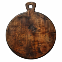 Wooden empty board, round wood board on transparent background png