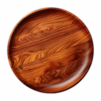 Top view round wood plate on transparent background png