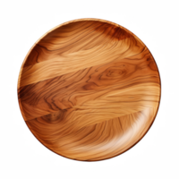 Top view round wood plate on transparent background png
