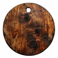 Wooden empty board, round wood board on transparent background png
