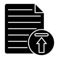 Upload File Glyph Icon Design vector