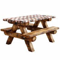 Wooden picnic table on transparent background png