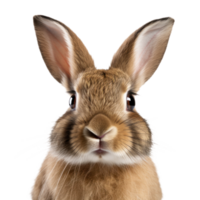 Fluffy Bunny Portrait On Isolated Background. Cute Brown Rabbit. Playful Animal. png