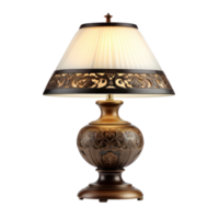 Ornate Vintage Table Lamp with Decorative Shade on Isolated Background. png