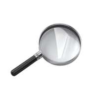 Magnifying Glass with Black Handle On Isolated Background. Exploration, Science, Research Concept. png