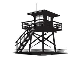 silhouette of a lifeguard tower in black on a white background. vector