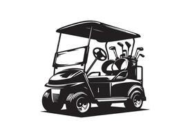 Golf cart silhouette in black on a white background. vector