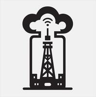 Minimalist mobile tower skyscraper tower icon silhouette vector