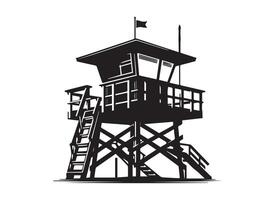 silhouette of a lifeguard tower in black on a white background. vector