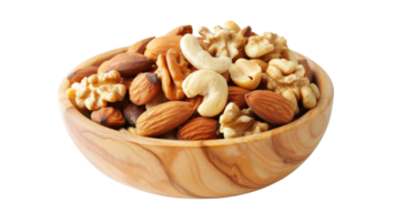 Assorted nuts in a bowl on the transparent background, Format png