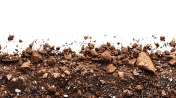 Soil border from a lateral perspective on the transparent background, Format png