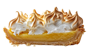 Lemon meringue pie with a crispy crust on the transparent background, Format png