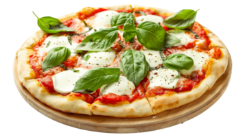Margherita pizza topped with fresh mozzarella on the transparent background, Format png