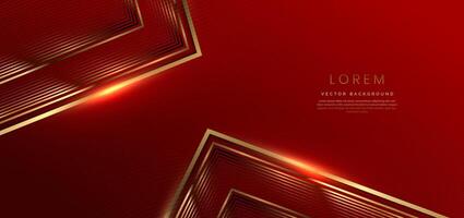 Abstract gold triangles lines on dark red background with lighting effect and sparkle with copy space for text. Luxury award design style. vector