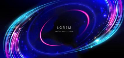 Abstract background luminous swirl neon blue and pink with lighting effect. vector