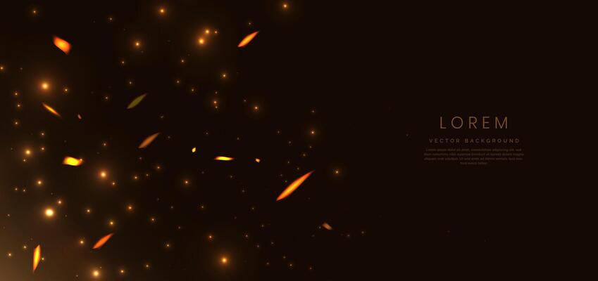 Abstract lighting effect dot neon gold light sparkle on on dark brown background.