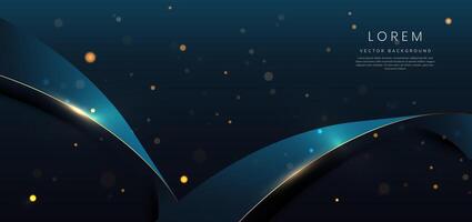 Abstract blue ribbon on blue background with lighting effect bokeh and copy space for text. Luxury design style. vector