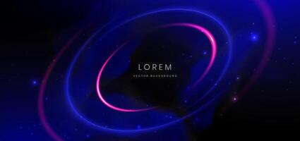 Abstract background luminous swirl neon blue and pink with lighting effect. vector