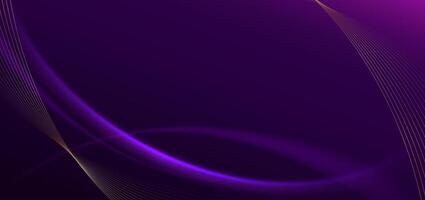 Abstract curved purple shape on dark purple background with lighting effect and copy space for text. Luxury design style. vector