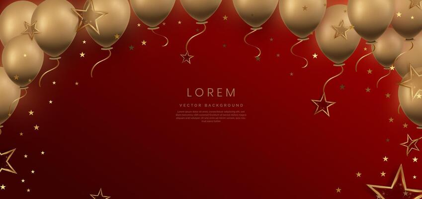 Luxury red background with curved glowing red and golden line lighting effect sparkle.