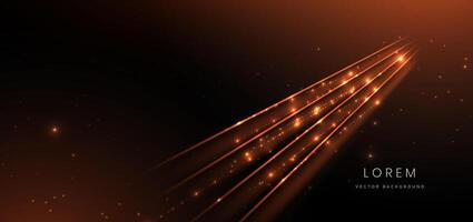Abstract technology futuristic glowing neon orange light ray on dark background with lighting effect. vector
