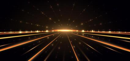Abstract elegant golden glowing dot line with lighting effect sparkle on black background. Template premium award design. vector