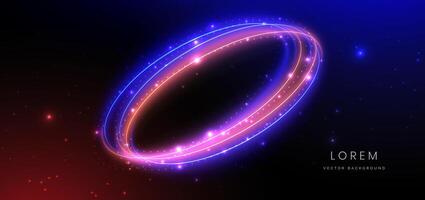 Abstract background luminous swirl neon blue and orange with lighting effect. vector
