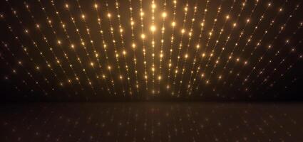 Abstract elegant gold glowing line with lighting effect sparkle on black background. Template premium award design. vector