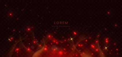 Abstract lighting effect dot neon red light ray on on dark transparent background. vector