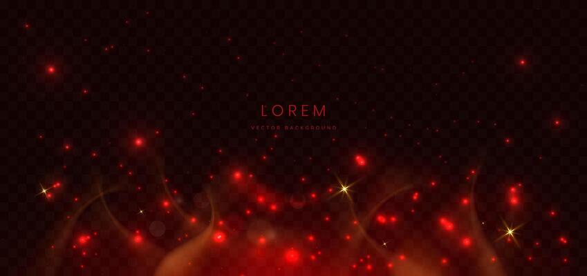 Abstract lighting effect dot neon red light ray on on dark transparent background.