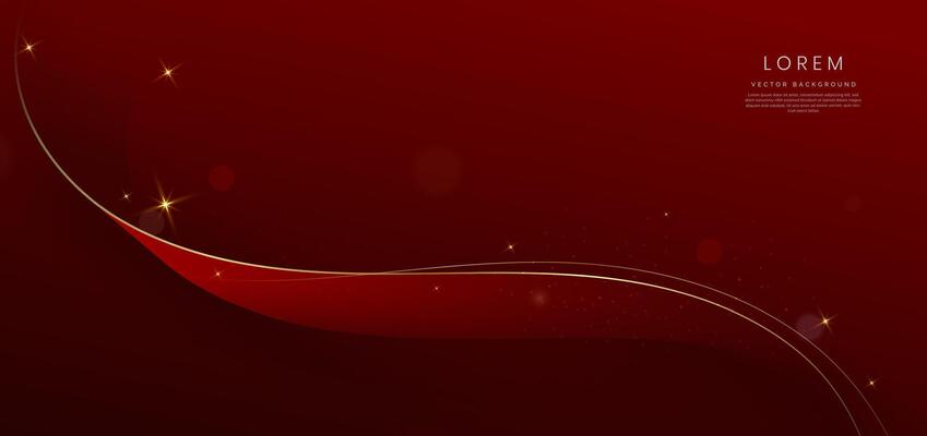 Abstract curved red shape on red background with lighting effect and copy space for text. Luxury design style.