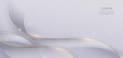 Luxury ribbon grey background with golden lines curved lighting effect and glitter copy space for text. Luxury design style. vector