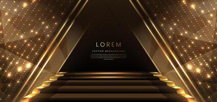 Elegant golden scene dot diagonal glowing with lighting effect sparkle on black background. Template premium award design. vector