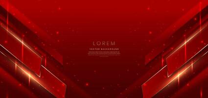 Luxury red square elegant on red background with golden lines and light effect. Template award design. vector