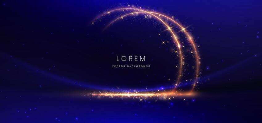 Abstract elegant dark blue background with golden glowing effect. Template premium award design.
