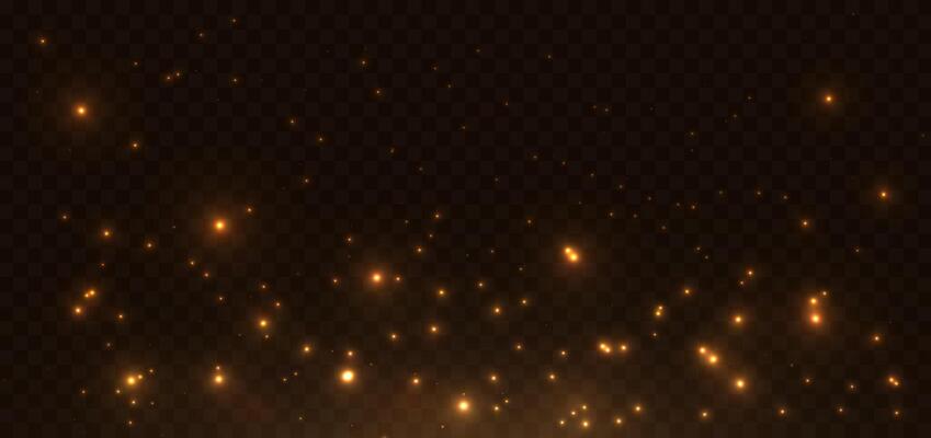 Abstract lighting effect dot neon gold light ray on on dark transparent background.