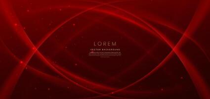 Abstract curved red shape on red background with lighting effect and copy space for text. Luxury design style. vector