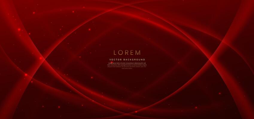 Abstract curved red shape on red background with lighting effect and copy space for text. Luxury design style.